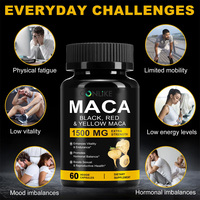 Vente en gros d'extraits naturels de 1500 mg de force supplémentaire, bruts et sauvages, pour capsules, 98 % d'ingrédients actifs, stimulant énergétique, noir, pour la santé des racines, aliments