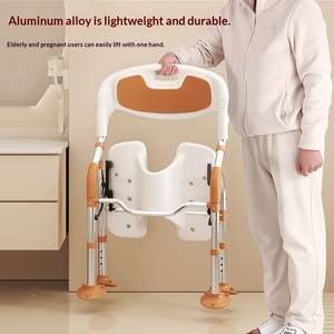 New Grooved Shower Chair, Wide Design, Non-Slip Foldable Bath <b>Stool</b> for Elderly, Pregnant Women, <b>Bathroom</b> Use - Product Image 2