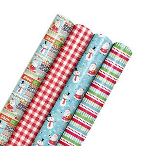 Snowman Pattern Wrapping <b>Paper</b> Roll Multi-size Christmas Wrapping <b>Paper</b> Roll Santa Pattern Party Gift Box Packaging - Product Image 3