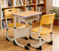 Ensemble bureau et chaise réglables en hauteur pour enfants, idéal pour les élèves du primaire et du secondaire, usage domestique et cours de formation