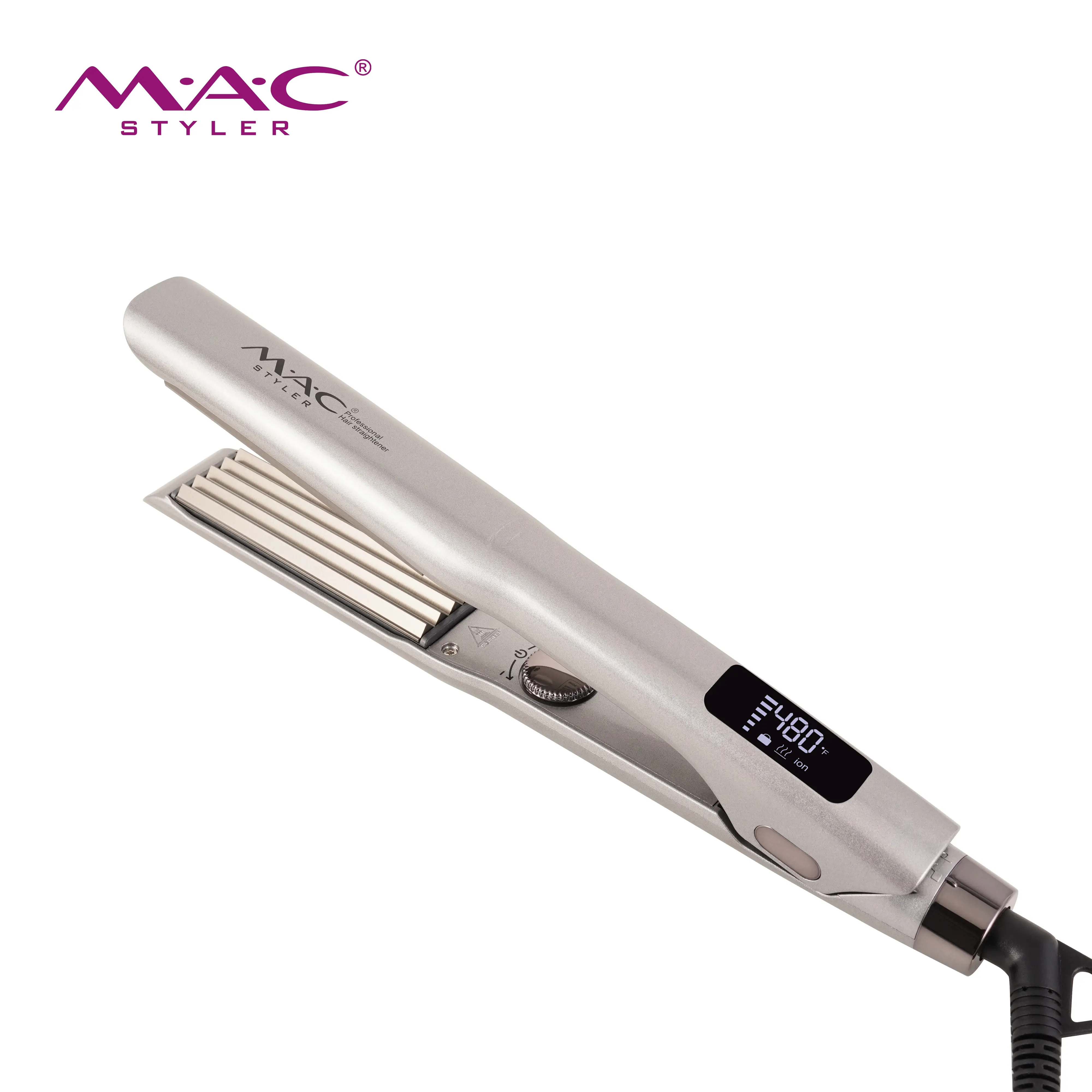 Salon titanio Crimper Styling professionale strumenti LCD Display 360 rotante Logo personalizzato piastre per capelli