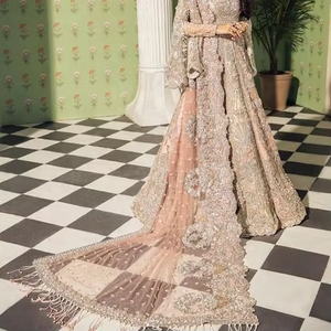 Impresionante Vestido Lehenga Choli Indio/Pakistaní de ATIYA LIBAS, Largo hasta el Suelo, con Dupatta Pesado, Bordado Zardozi, Material de Acetato Satinado - Product Image 3