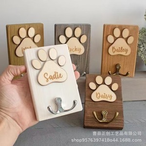 Wooden Pet Paw <b>Hook</b> Wall Mounted <b>Dog</b> Cat Leash Holder Coat Rack Durable Rustic Style - Product Image 4