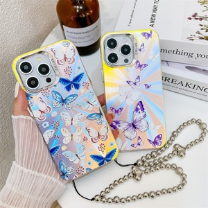 เคสโทรศัพท์ลายผีเสื้อเลเซอร์สำหรับ iPhone 16 15 14 13เคสกันกระแทกสีสำหรับ iPhone 13 14 15Pro ฝาครอบ PC แบบแข็ง - Product Image 1