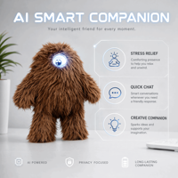 Nouveauté 2026 : Peluche intelligente IA monstre à une œille, marron et poilue, pour enfants – Outil d'éducation précoce et cadeau
