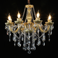 Lampe de plafond suspendue en cristal LED E12 à hauteur réglable, style européen et américain, éclairage chaleureux pour salon