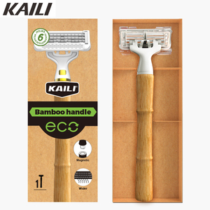 Shaving Set Replaceable System Eco 6 Spot Welding Blades <b>Men</b> With Magnet Connection Bamboo Bamboo Bamboo - Product Image 3