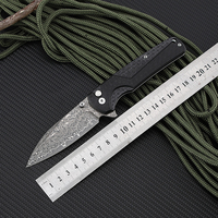 Couteau pliant OEM/ODM en acier Damas avec manche personnalisé en fibre de carbone et G10, couteau de chasse tactique EDC à lame en acier Damas