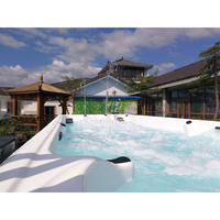 Piscine Spa Sunrans 8M Moderne à Contrôle Balboa Double Zone, Autoportante Extérieure, pour Exercice Sans Fin, Capacité 10 Personnes, Idéale pour Villa