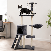 Arbre à chat multi-niveaux haut de gamme, écologique et durable, avec condo, hamac et poteaux à gratter en sisal pour chats d'intérieur |   Carton personnalisé