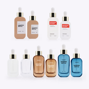 Flacon compte-gouttes en verre transparent givré de luxe de 30 ml compte-gouttes givré à dessus doré carré de 30 ml compte-gouttes givré à dessus doré de 30 ml - Product Image 6