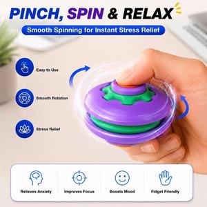 3D <b>Printed</b> Press to Spin Deformable Fidget Toy,Button Decompression Ball,Rotating Gyro Stress Relief Spinner Toy for Adults Kids - Product Image 5
