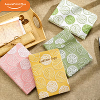 Carnet à couverture rigide en tissu brodé, logo personnalisé, motif feuilles multicolores, journal à grille, papeterie promotionnelle OEM en gros