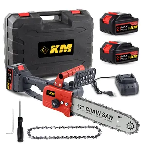 KM Garden Tools 12 Inch Lithium Chainsaw Rechargeable Cordless Chainsaw 21V Electric Chain Saws