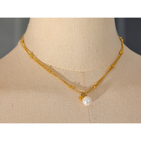 JINYOU-Collier de perles rondes en acier inoxydable pour femmes, bijoux coréens en or et argent, pendentif élégant, 2540