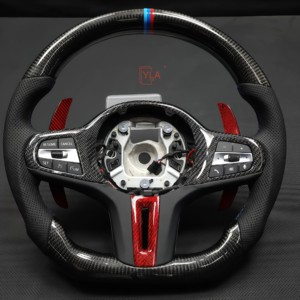 <span class=keywords><strong>Volant</strong></span> personnalisé en fibre de carbone à fond plat pour <span class=keywords><strong>BMW</strong></span> M2 M3 M4 Châssis F - Amélioration intérieure avec bande rouge style <span class=keywords><strong>Drift</strong></span> - Product Image 1