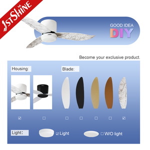 1stshine <span class=keywords><strong>Dimmable</strong></span> ba lưỡi tuôn ra gắn kết Hiện Đại Trắng 52 inch quạt trần với ánh sáng - Product Image 4
