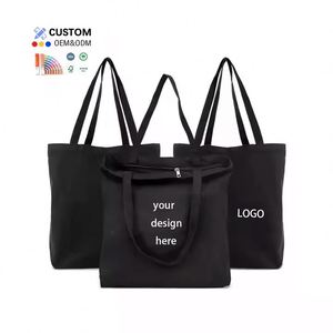 กระเป๋าผ้าแคนวาสสะพายไหล่สำหรับผู้หญิง พิมพ์โลโก้ OEM/ODM สีดำ เป็นมิตรกับสิ่งแวดล้อม ใช้ซ้ำได้ ขายส่งจากโรงงาน สำหรับใส่ของช้อปปิ้งและบรรจุภัณฑ์ - Product Image 1