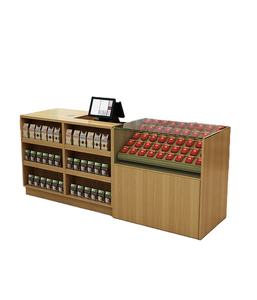 बुटीक सुपरमार्केट और किराने की दुकानों प्रदर्शन रैक लकड़ी चेकआउट काउंटर - Product Image 1