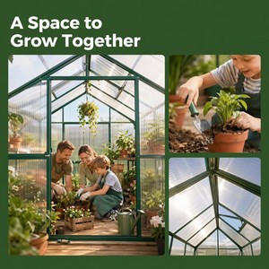 Serre en aluminium 6x6 pieds avec panneaux en polycarbonate, résistante à la rouille, <span class=keywords><strong>pour</strong></span> jardin toute saison, montage facile - Product Image 2