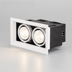 2024 moins cher prix rotatif Downlight pour décor intérieur noir <span class=keywords><strong>Double</strong></span> Spot réglable intégré <span class=keywords><strong>Double</strong></span> tête gril lumière - Product Image 1