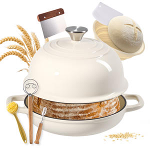 Horno de hierro fundido de 4.5QT con tapa de cúpula, sartén esmaltada antiadherente para masa madre, ideal para hornear en casa, pizza y guisos, apto para horno. - Product Image 1