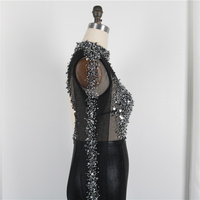 Robe de soirée luxueuse, nouvelle collection, col haut, fendue, perlée, manches longues, Sexy, longue tenue de soirée