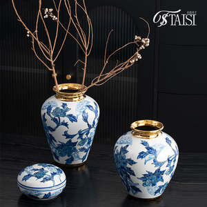 V299 OEM Vase de table artisanal en céramique personnalisé Pot de gingembre Vase en <span class=keywords><strong>porcelaine</strong></span> de <span class=keywords><strong>Delft</strong></span> Vase floral bleu et blanc pour la décoration intérieure - Product Image 5