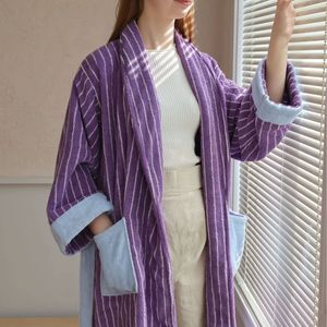 <span class=keywords><strong>Accappatoio</strong></span> da bagno in cotone a righe ricamate di lusso per hotel, con collo a scialle, in tessuto a nido d'ape, per adulti, Nuova Collezione 2026 - Product Image 6