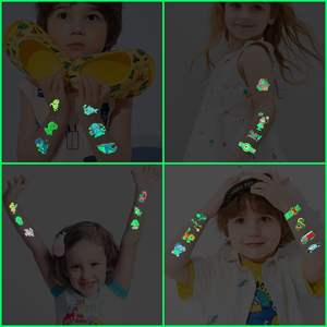 Tatuajes Temporales Infantiles de Dibujos Animados de Dinosaurios y Sirenas, Adhesivos de Transferencia de Agua, Papel Luminoso, Impresión Blanca Transfronteriza - Product Image 3