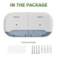 Distributeur mural de papier toilette en rouleau jumbo en plastique ABS à double extraction centrale pour hôtels, toilettes commerciales et salles de bain