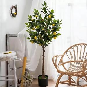 Bonsaï d'agrumes artificiel nordique réaliste, plante verte artificielle pour décoration intérieure, jardin, Thanksgiving, plante en pot à haute résistance aux UV - Product Image 1