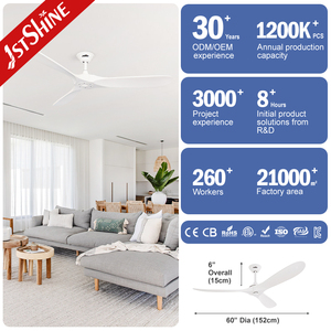 Quạt trần thông minh 1stshine điều khiển bằng ứng dụng, 60 inch, ba cánh gỗ, màu trắng, kèm điều khiển từ xa - Product Image 3