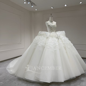 Vestido de Novia Xx78 Estilo Princesa con Escote Corazón, Cola de Escoba, Apliques Florales con Cuentas, Tallas Grandes, Jancember - Product Image 2