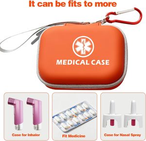 Étui de transport orange compatible avec le porte-<span class=keywords><strong>inhalateur</strong></span> pour asthme - pour 2 injecteurs automatiques Auvi-Q, inhalateurs et spray nasal (étui uniquement) - Product Image 4