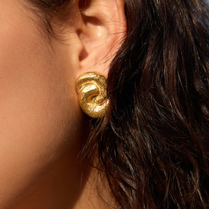 Stud Earrings Gold Tone Textured Geometric Design Unisex Everyday Wear - Product Image 2