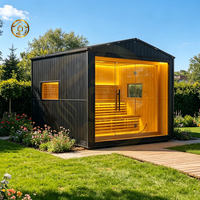 Kit de sauna moderne haut de gamme en cèdre rouge et en hemlock, salle de vapeur électrique en bois massif, espace de détente exclusif pour villa extérieure CE