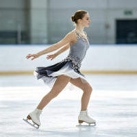 Robe de patinage et de danse pour enfants et adultes, gris et noir dégradé, manches longues en maille, jupe dégradée avec strass, pour compétition et spectacle de patinage sur glace