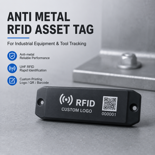 Anti Metal RFID Asset Tag for Industrial Equipment and Tool Tracking with Custom Printing