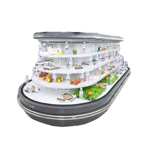 supermarket rounding open display refriger showcase cooler refrigerator chiller equipment