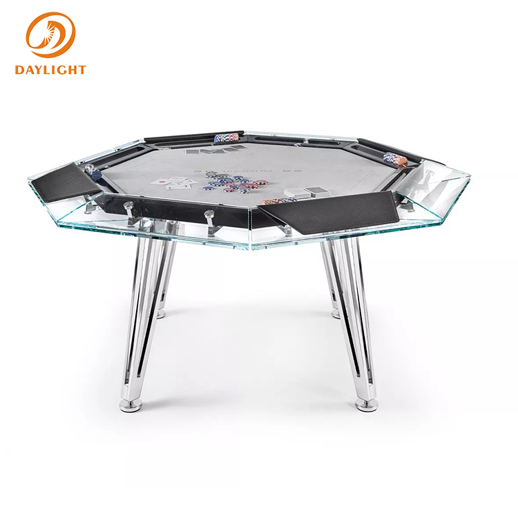 Retângulo octagon glass gambling mesa de poker profissional mesa 8 10 pessoa set luxury poker mesa