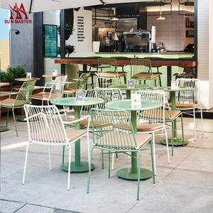 Muebles de cafetería comercial al aire libre, sillas de comedor de Metal, mesas de restaurante, Hotel, silla apilable de jardín de alambre de hierro industrial - Product Image 3
