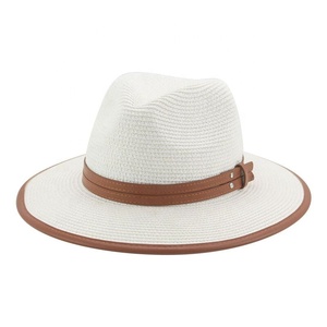 Summer Lady's Straw Fedora Beach Sun Hat Packable Binding Wide Brim Panama Hat <span class=keywords><strong>para</strong></span> mujer - Product Image 2