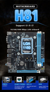New Intel H81 Motherboard LGA1150 Pins Supports I3 I5 I7 Desktop Computers Integrated Graphics Card <strong>DDR3</strong> <strong>Memory</strong> SATA Hard Drive - Product Image 2