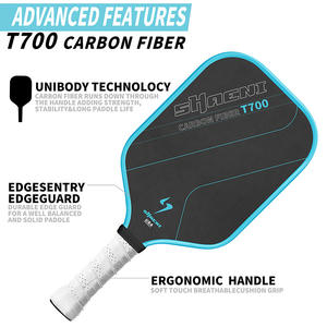 مضرب بيكلبول T700 مخصص OEM/ODM متين وطويل من ألياف الكربون الخام 16 مم مع قلب بوليمر على شكل خلية النحل 18k 3k بدون حواف معتمد من USAPA - Product Image 5