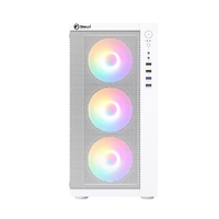 PC durumda M-ATX orta kule temperli cam beyaz renk yatay oyun bilgisayarı vaka