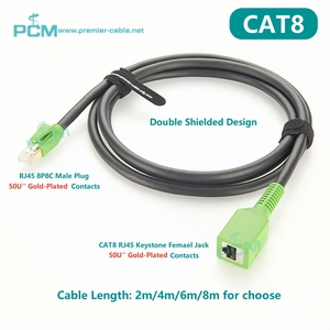 Bảo vệ cat8 <span class=keywords><strong>Ethernet</strong></span> Nam để nữ cáp mở rộng RJ45 Keystone Jack 40Gbps 2000MHz SFTP mạng LAN vá dây <span class=keywords><strong>Extender</strong></span> - Product Image 2