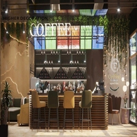 Ensemble de meubles de bar en métal et bois au design de boîte de nuit, avec bande lumineuse LED, accessoires de boîte de nuit avec éclairage
