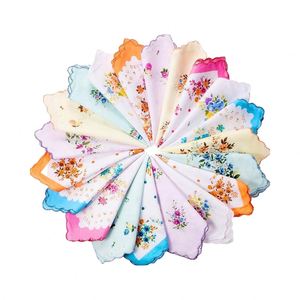 Mouchoir de poche vintage en coton pour femme, motif animal, taille personnalisée 30*30cm, bord festonné, formel, respirant, coffret cadeau - Product Image 1