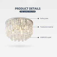 Prix de gros hôtel maison salon chambre à coucher petit plafond forme ronde Led lustre en cristal